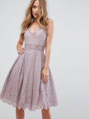 Chi Chi London Lace Midi Grad/Prom Dress in Lilac